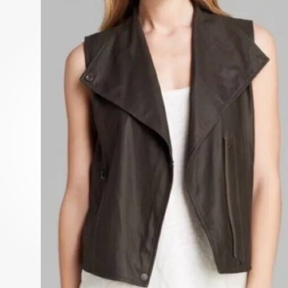 VINCE BLACK LEATHER VEST